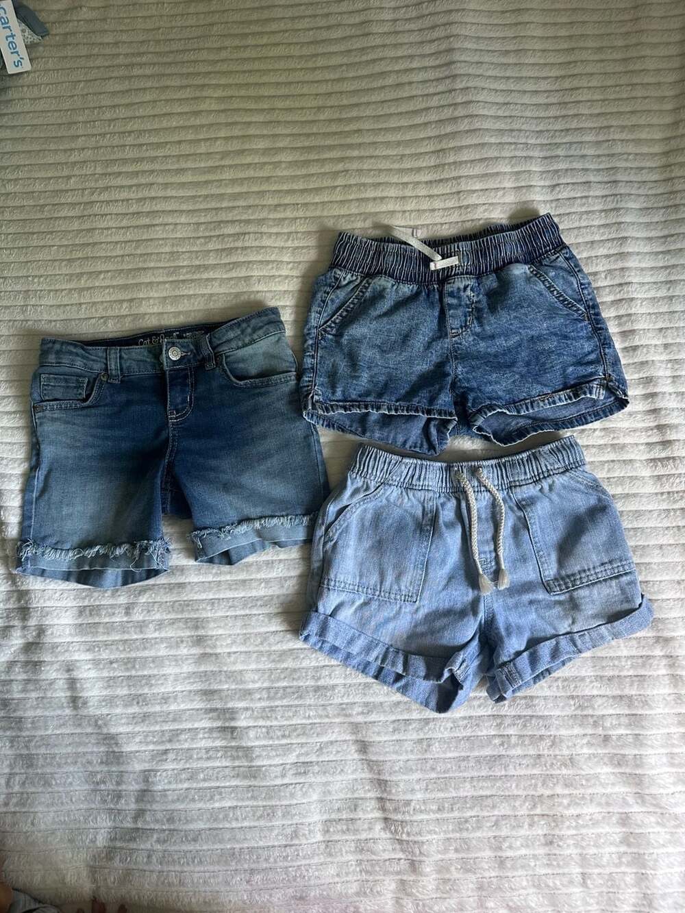 Lot of 3 Cat & Jack Girls Denim Shorts Sizes 7/8 and 8